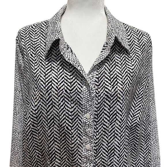 Apt 9 Chevron Animal Print Button Down Blouse Sz 1X - Picture 2 of 7